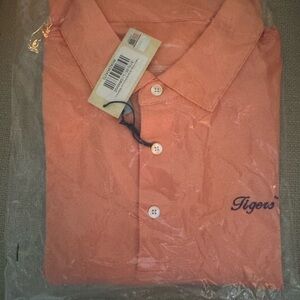 Clemson Tigers Vintage Script Hairline Stripe Performance Polo